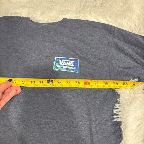 Vans Long Sleeve T Shirt Print Box Back Checkerboard Graphic Blue Mens Size M - Picture 3 of 8